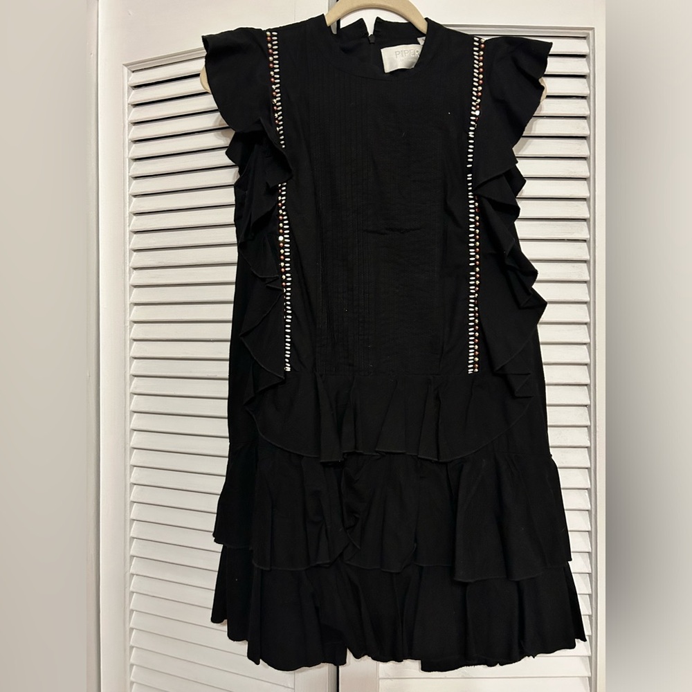 Piper beaded, ruffled mini dress